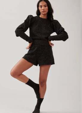 NWT The Bright Side Wool Blend Puff Sleeve Speckled Knit Pull Over Sweater Large